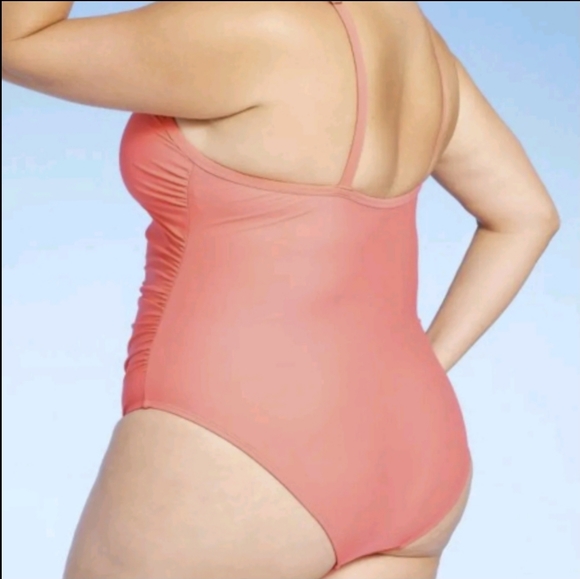 Kona Sol V-Neck Swimsuit PEACH 238216701 Size 20W - Picture 3 of 14